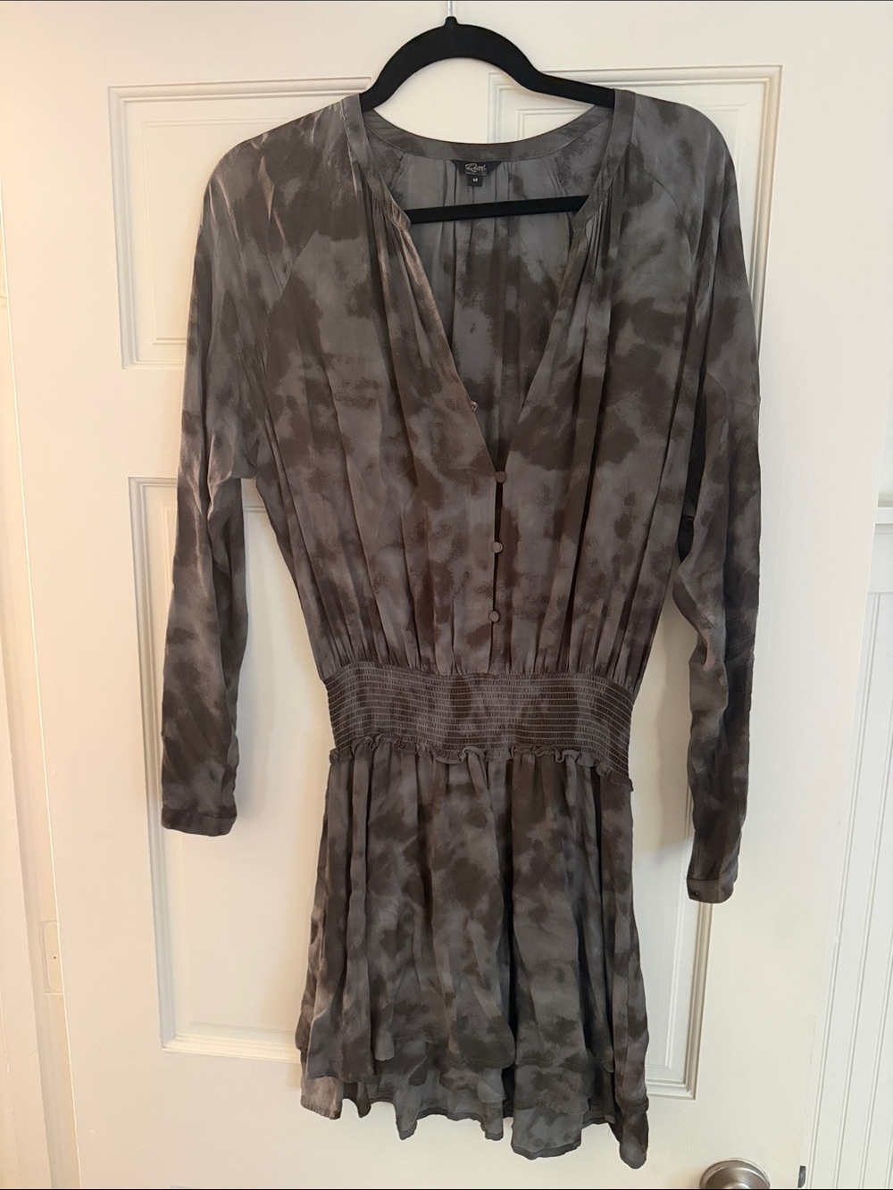 Rails Tie-Dye smock waist Long-Sleeve Dress - Gray Medoum